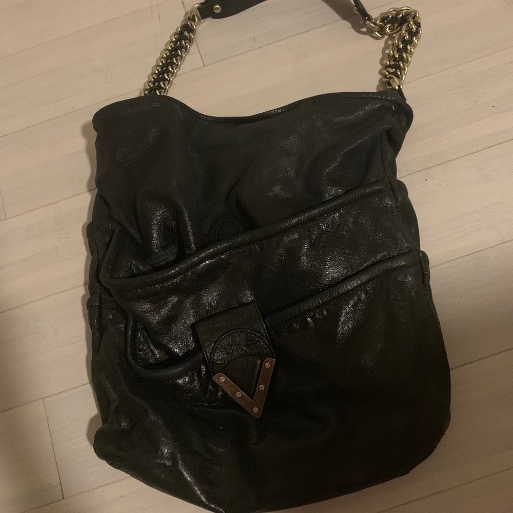 Black leather bag